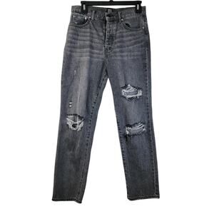 Urban Outfitters BDG Womens Jeans High Waist Button Up Straight Distressed Sz 28